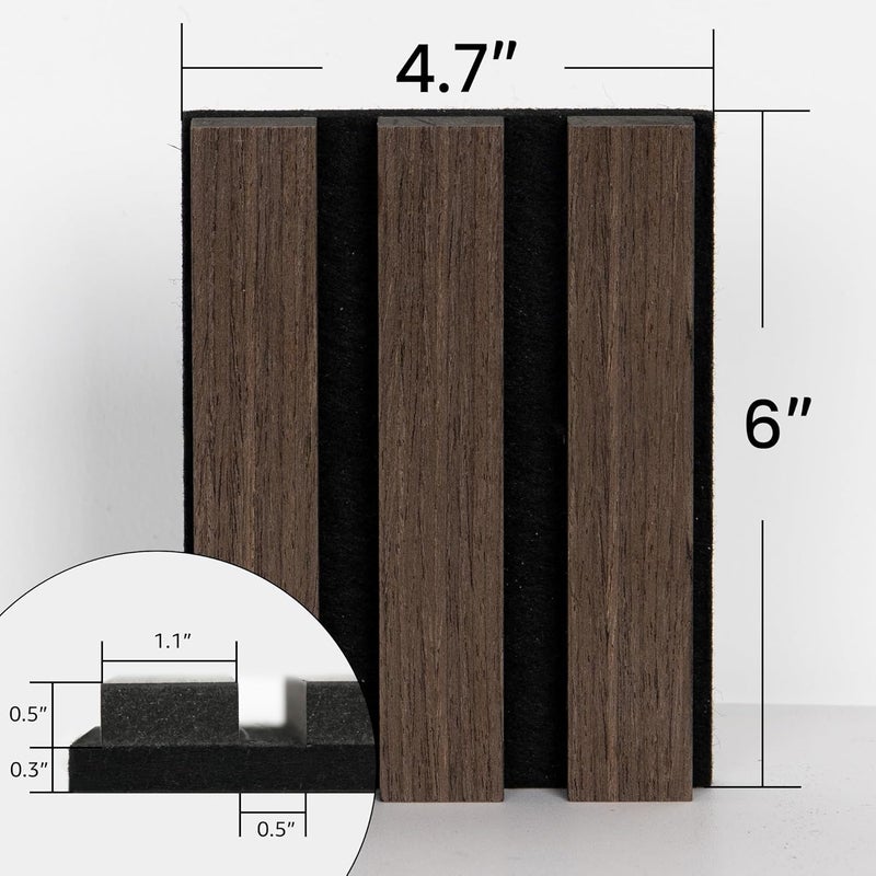 SMARTSTANDARD Sample Wood Slat Wall Panel, Soundproof Wooden Wall Panels, Acoustic Wood Panels for Wall, Dark Walnut, Sample Pack - Image 5